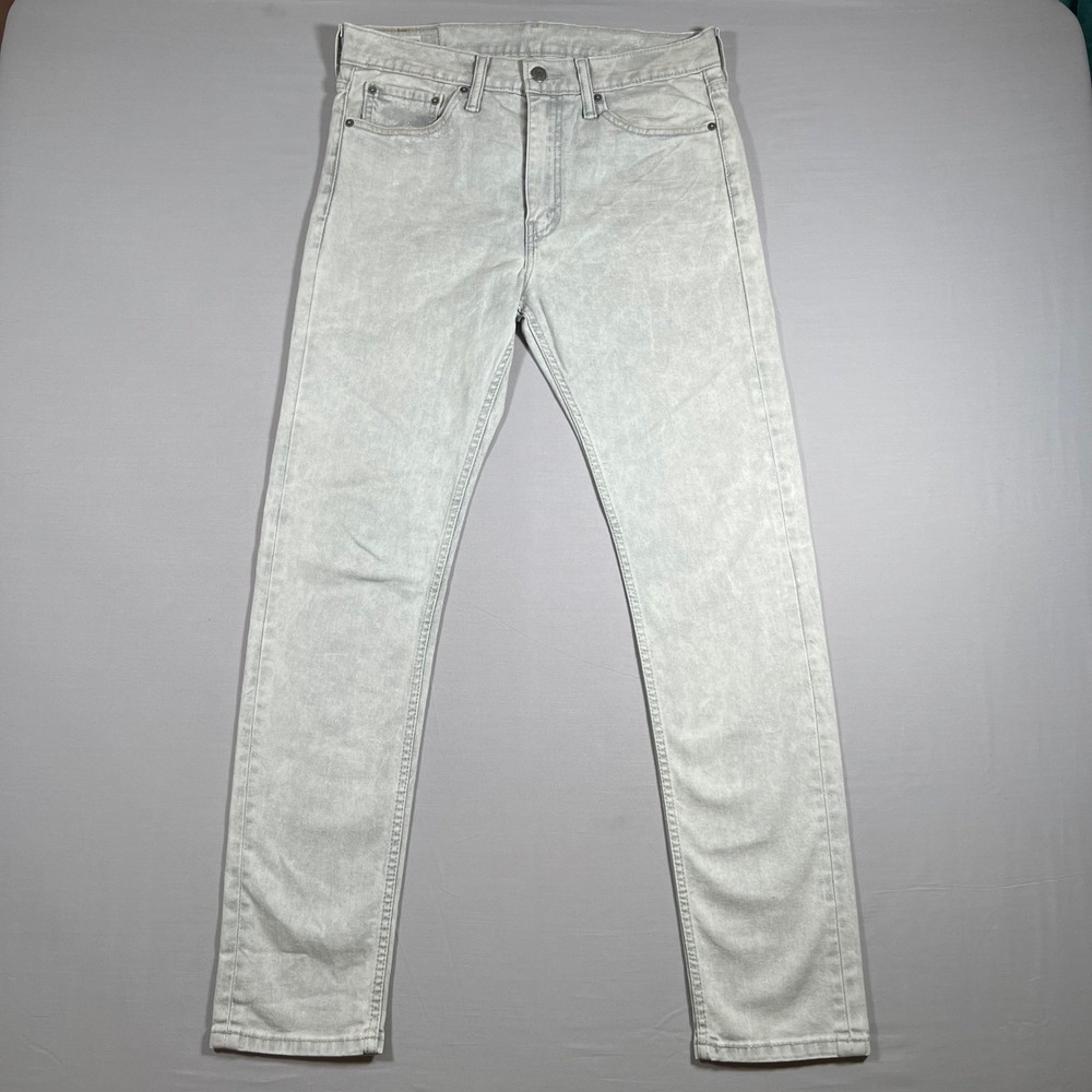 Levis 510 Skinny Fit Jeans Mens 32x32 Light Gray Acid Wash Stretch Tapered